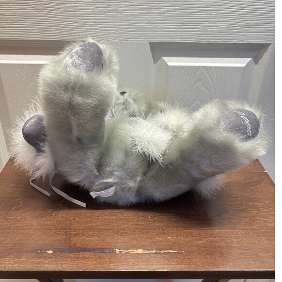 2000 G.A.C. Silver Teddy Bear Plush Stuffed Animal 14" Fuzzy Scarf Vintage - Picture 4 of 6